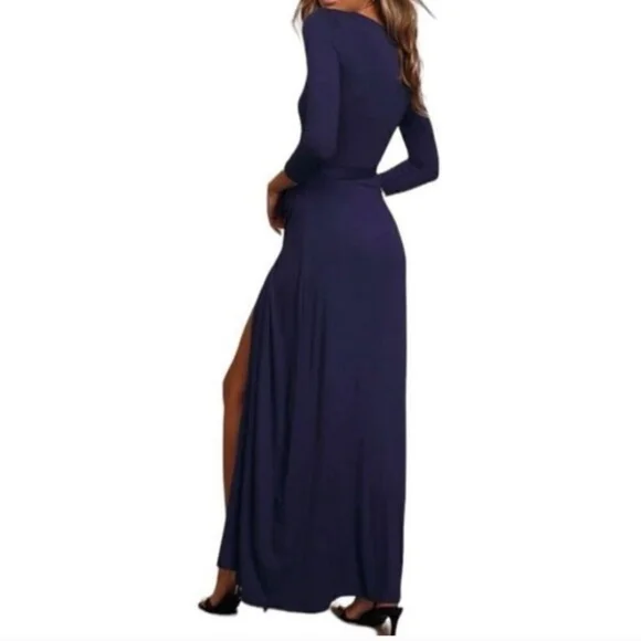 NEW! Lulu's Garden Districts Navy Wrap Jersey Maxi Dress Size S - Picture 2 of 6